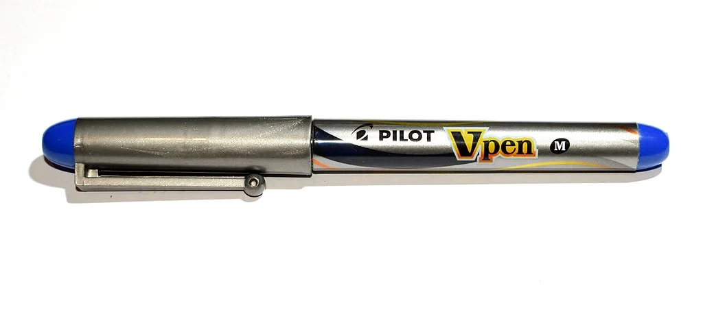A silver pen with 'Pilot' on the side
