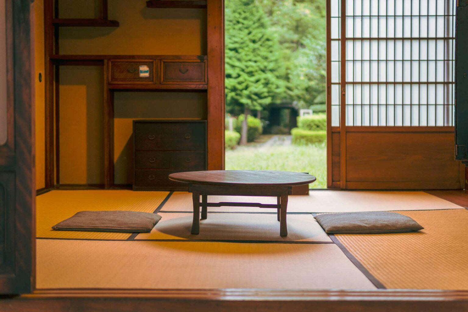 A table sitting on tatami.
