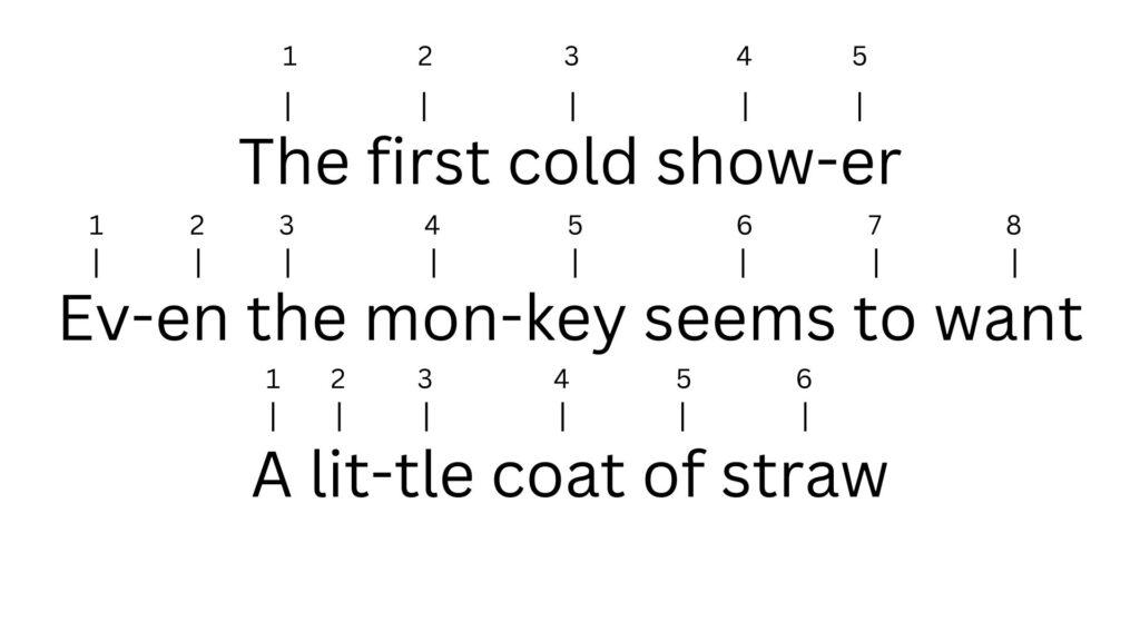 English written haiku with syllables